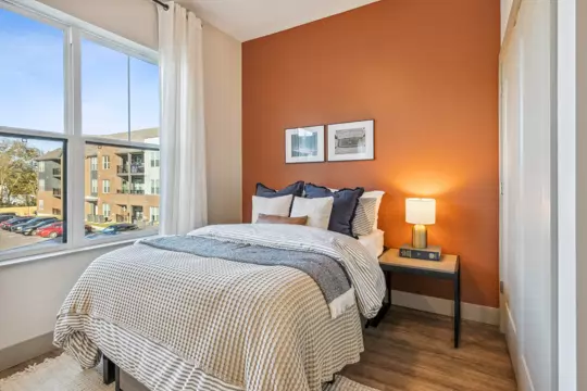 Fully furnished, modern student apartment living room