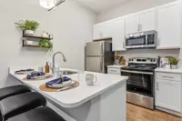 Luxury private bathroom with upscale fixtures in an student apartment