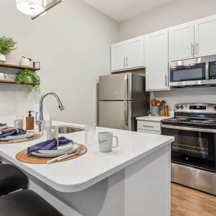 Luxury private bathroom with upscale fixtures in an student apartment
